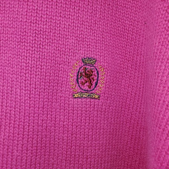 Vintage Tommy Hilfiger Men's Pink Knit Sweater Crew Neck size L - Picture 2 of 5
